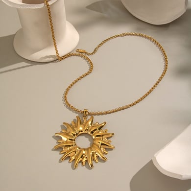 1 Piece Sun Stainless Steel Gold Color Pendant Necklace h5 Picture2