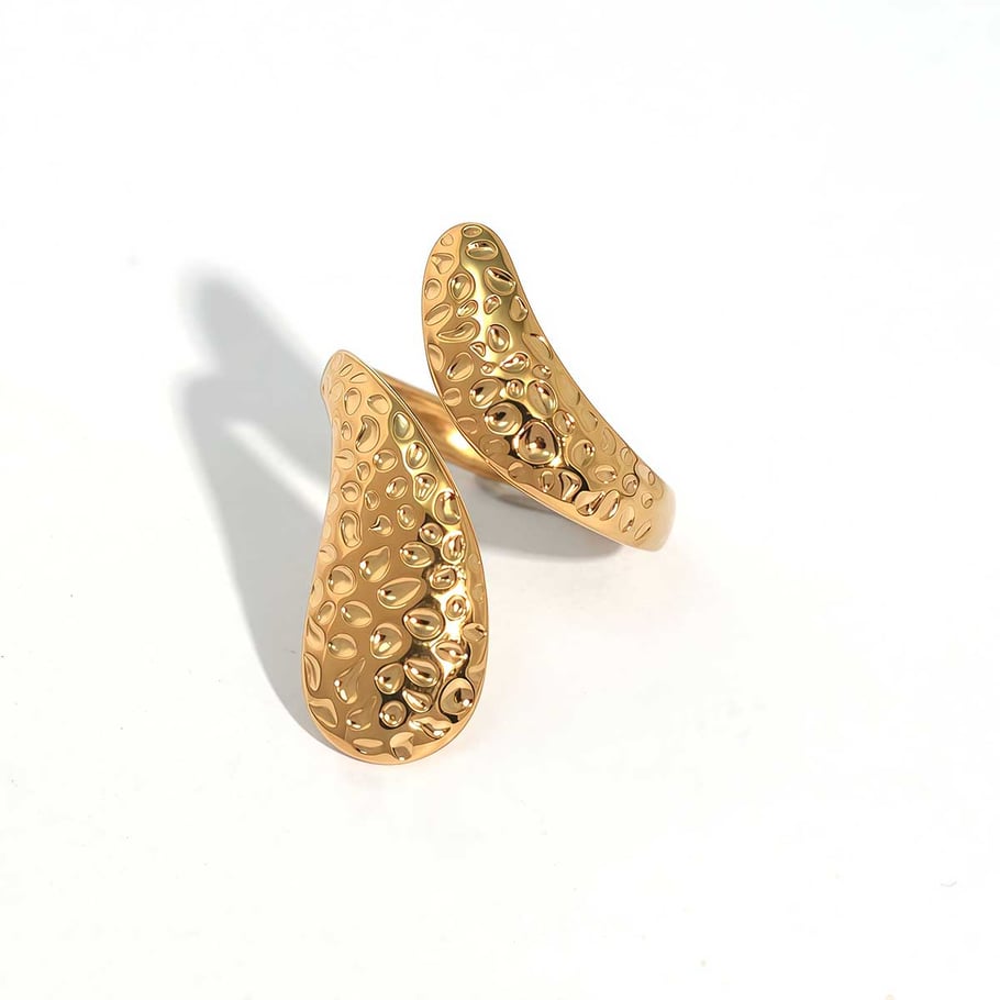Anillos llamativos de acero inoxidable para mujer, de 1 pieza, sencillos e informales, con diseño de patchwork. 