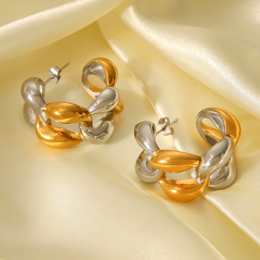 1 Pair Daily Irregular Shape Mixed Gold Color And Silver Colors  Women's Stud Earrings Picture5