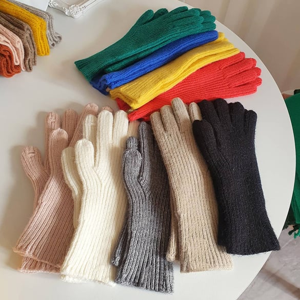 1 Pair Simple Polychrome Strip Polyester Women's Gloves 2