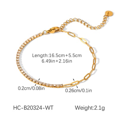 1 Piece Daily Patchwork Stainless Steel  Gold Color  Women's Chain Bracelets h5 Picture2
