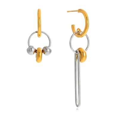 1 paio di orecchini pendenti da donna in acciaio inossidabile, irregolari e minimalisti, con colori misti oro e argento h5 
