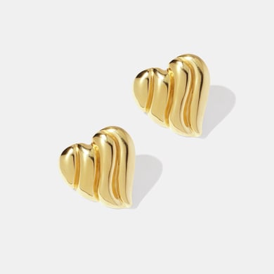 1 Pair Simple Retro Heart Thread Stainless Steel  Gold Color  Women's Stud Earrings h5 