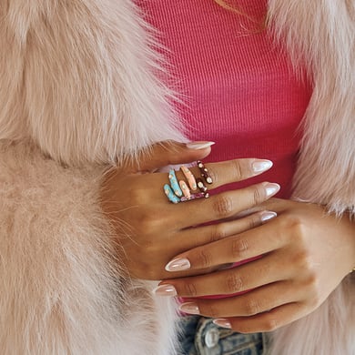 1 Piece Color of Macaron Irregular Shape Stainless Steel Zircon Women's Gemstone Rings h5 Picture5