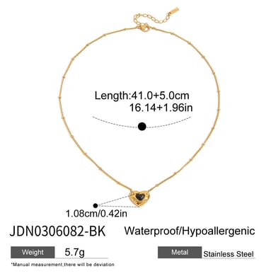 1 Piece Exquisite Heart Stainless Steel Gold Color Natural Stone Women's Pendant Necklaces h5 Picture2