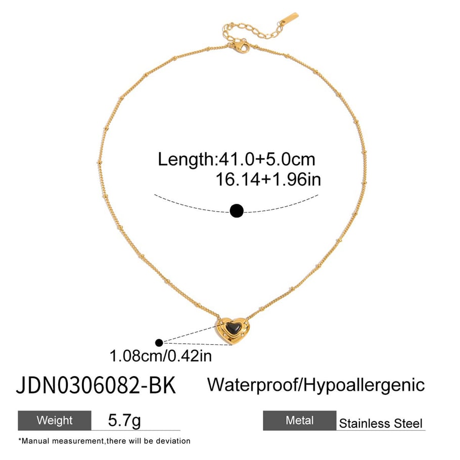 1 Piece Exquisite Heart Stainless Steel Gold Color Natural Stone Women's Pendant Necklaces Picture2