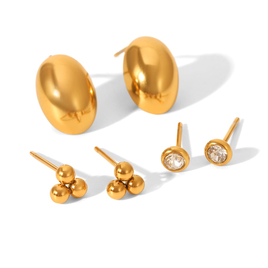 1 set di orecchini a bottone da donna in acciaio inossidabile color oro con forma irregolare 