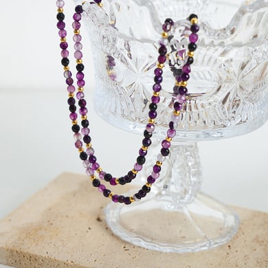 1 pezzo elegante collana di perline in agata color oro in acciaio inossidabile da donna h5 Immagine5