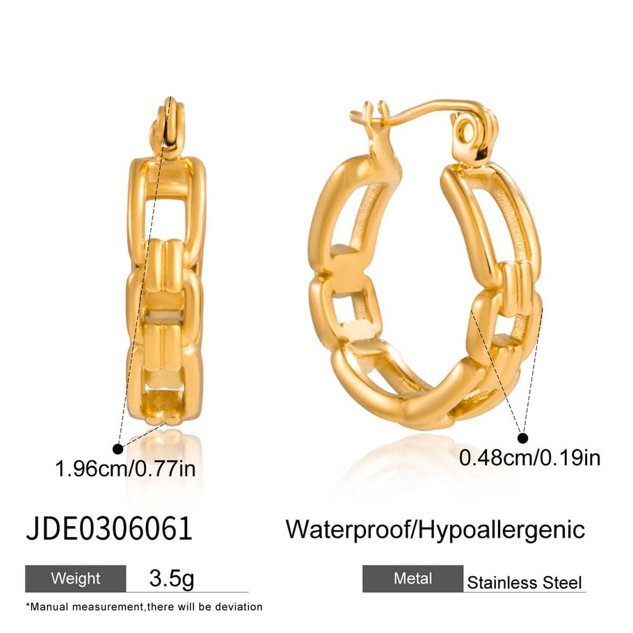 1 Pair Simple Chain Stainless Steel Women's Hoop Earrings h5Picture2