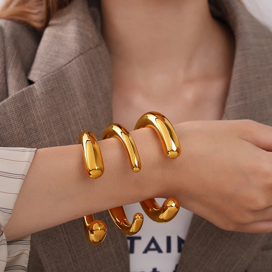 1 Piece Stainless Steel Gold Color Cuff Bracelet Picture4
