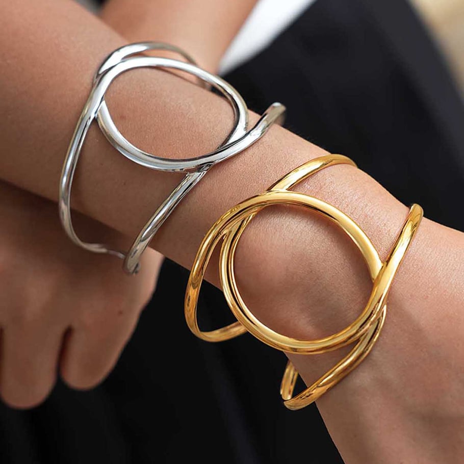 1 pulsera de acero inoxidable para mujer con forma irregular natural y sencilla Imagen6