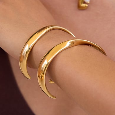 1 Piece Classic Curve Stainless Steel Gold Color Women's Cuff Bracelets h5 Picture2