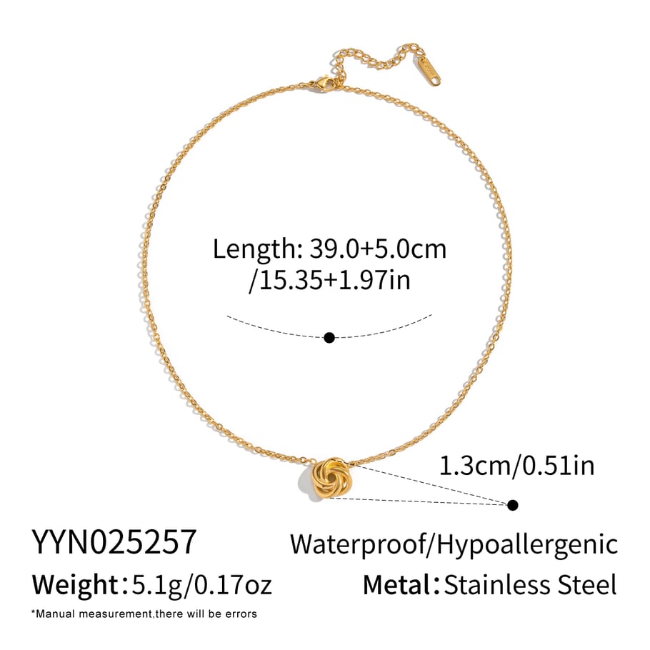Collana con ciondolo color oro a forma di fiore in acciaio inossidabile da 1 pezzo 