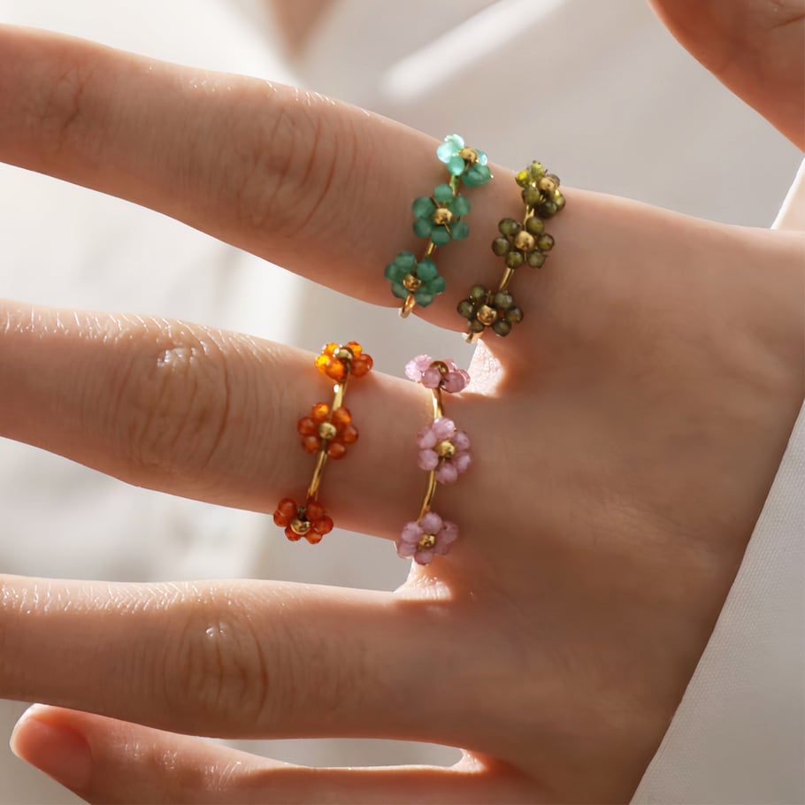 1 Piece Simple Flower Stainless Steel Gold Color Women's Statement Rings h5Picture4