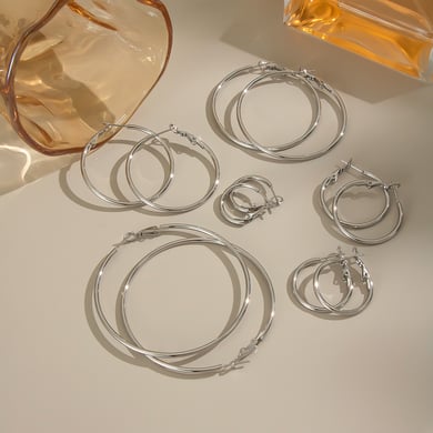 1 Paar kreisförmige Creolen aus Edelstahl in Goldfarbe h5 Bild4