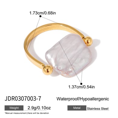 Anelli rettangolari in acciaio inossidabile color oro con perle personalizzabili h5 Immagine2