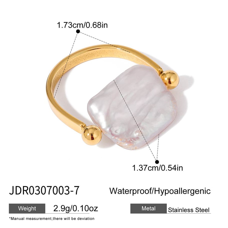 Anelli rettangolari in acciaio inossidabile color oro con perle personalizzabili Immagine2