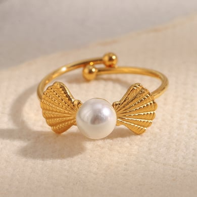 1 Piece Classic Bow Knot Stainless Steel Gold Color Statement Rings h5 Picture4
