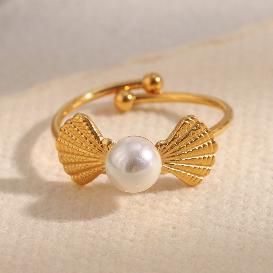1 Piece Classic Bow Knot Stainless Steel Gold Color Statement Rings Picture4