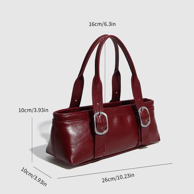 Bolso de mano para mujer de PU de color sólido informal de serie simple de 1 pieza h5 Imagen2