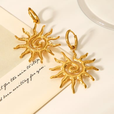 1 Pair Daily Sun Stainless Steel  Gold Color Women's Drop Earrings h5 Picture6