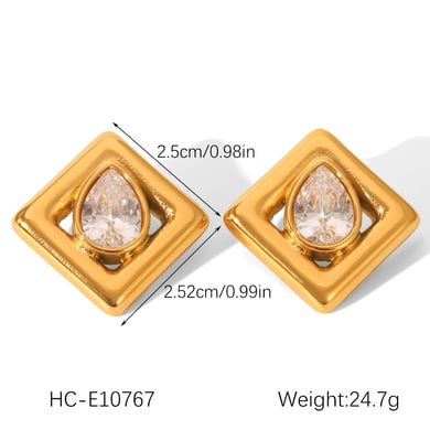 1 Pair Simple Daily Rectangle Stainless Steel Gold Color Women's Stud Earrings h5 Picture2