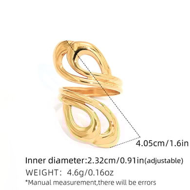 Bague simple évidée en acier inoxydable couleur or, 1 pièce h5 Image2