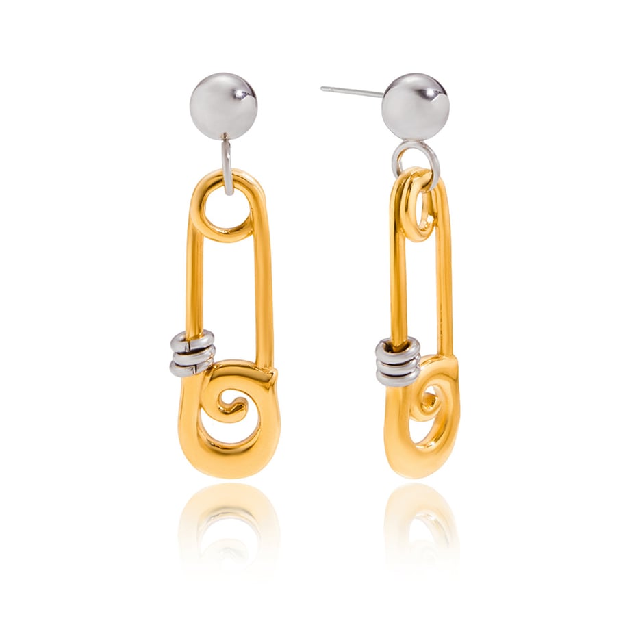 1 paar moderne paperclip oorbellen van roestvrij staal met gouden kleur voor dames 