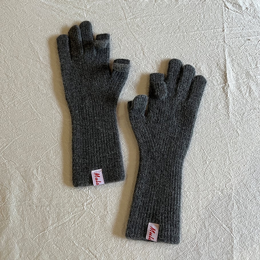 1 Pair Portable Solid Color Polyester Women's Gloves 