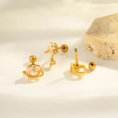 1 stuk hart strik knoop koper goudkleurige piercing oorbel h5 Afbeelding3