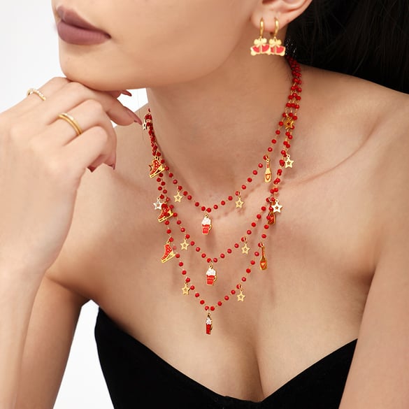 Romantic Christmas Stainless Steel Garnet Women's Jewelry Sets 2