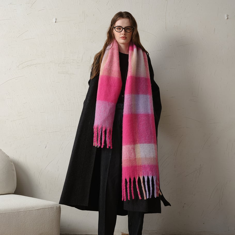 1 Piece Simple Windproof Plaid Polyester Women's Winter Scarves Picture2