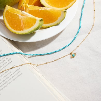 1 Piece Delicate Devil's Eye Calaite Stainless Steel Gold Color Women's Layered Necklaces h5 Picture7