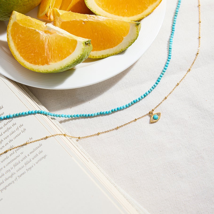 1 Piece Delicate Devil's Eye Calaite Stainless Steel Gold Color Women's Layered Necklaces Picture7
