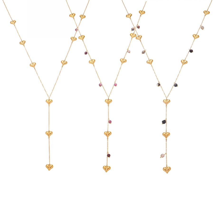 1 Piece Delicate Heart Stainless Steel Natural Stone Women's Long Necklaces Picture6