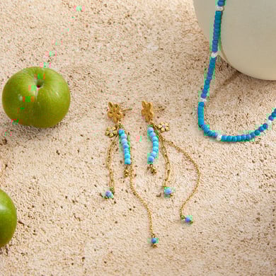 1 Pair Classic Flower Tassel Stainless Steel Gold Color Women's Dangle Earrings h5 Picture6