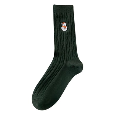 1 paire de chaussettes mi-mollet classiques et décontractées en coton rouge pour femme, motif Noël h5 Image5