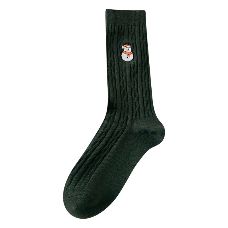 1 paire de chaussettes mi-mollet classiques et décontractées en coton rouge pour femme, motif Noël Image5