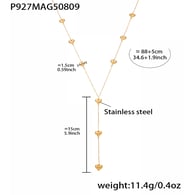 P927-Golden Heart Y Necklace 88+5cm 