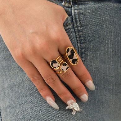 1 stuk Designer luipaardprint roestvrijstalen statement ringen voor dames h5 Afbeelding3