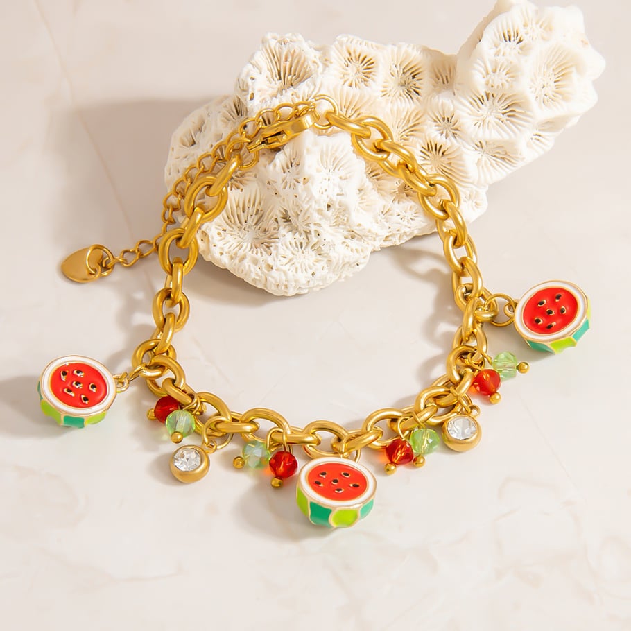 1 Piece Simple Lovely  Fruit Stainless Steel  Gold Color  Women's Charm Bracelets Picture4
