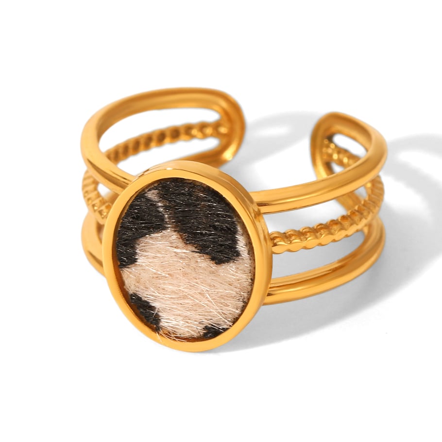 1 stuk Designer luipaardprint roestvrijstalen statement ringen voor dames 