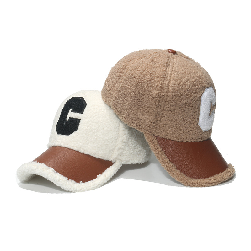 Cappello da donna in peluche con lettera casual, serie semplice, 1 pezzo Immagine2