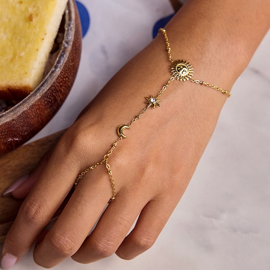 1 Piece Classic Sun&Moon Stainless Steel Gold Color Women's Chain Bracelets Picture5