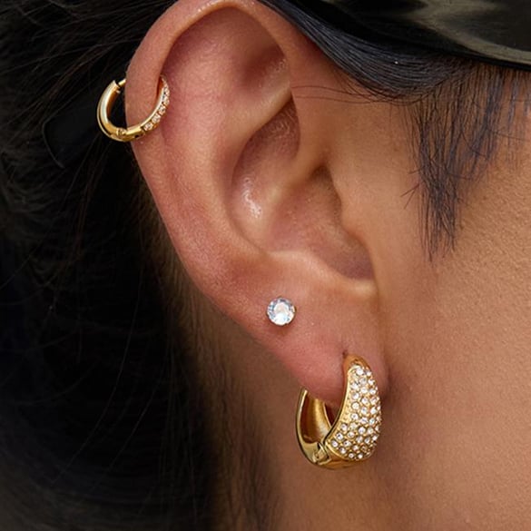 1 Pair Luxurious Series Circle Stainless Steel Gold Color Women's Hoop Earrings 2