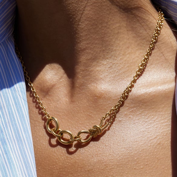 1 Piece Classic Twist Circle Stainless Steel Gold Color Women's Chain Necklaces 2