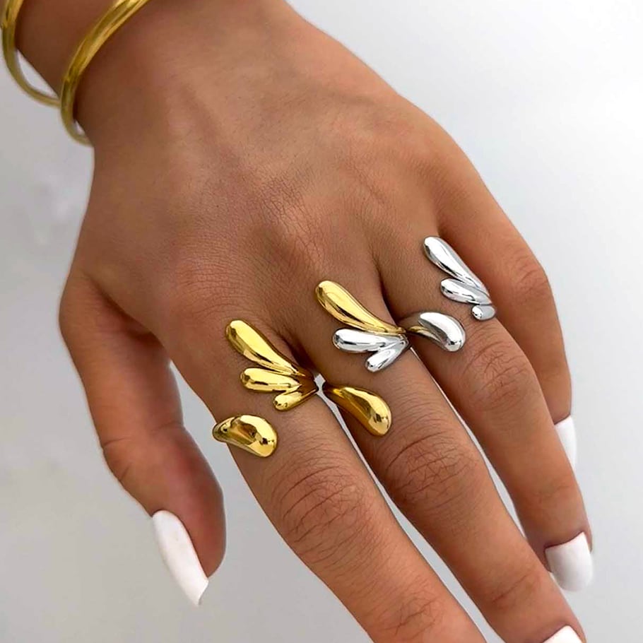 1 Piece Simple Irregular Shape Stainless Steel  Gold Color Woemn's  Statement Rings Picture5
