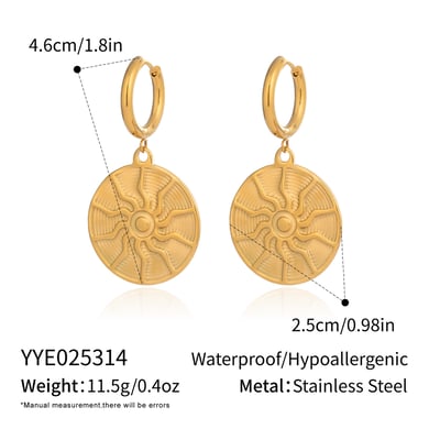 Sun Stainless Steel Gold Color Necklace Set h5 