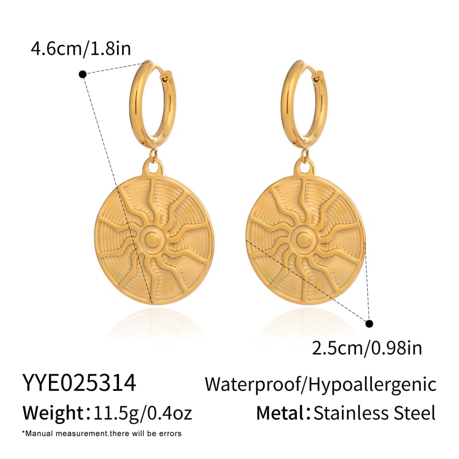 Sun Stainless Steel Gold Color Necklace Set 