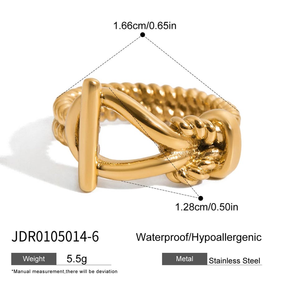 1 Piece Designable Twist Stainless Steel Gold Color Statement Rings Picture2